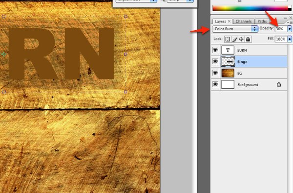 Создаем в фотошопе эффект выжженного текста на деревянной поверхности