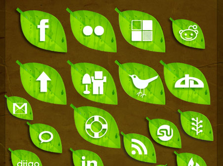 Скачать Free Leaf Social Icon Pack