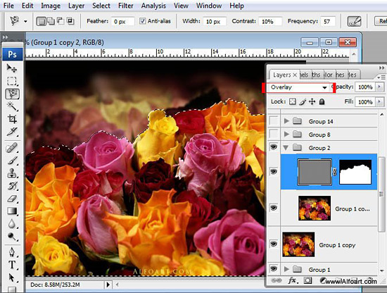 Создаем в фотошопе букет из роз с эффектом ярких цветных брызг