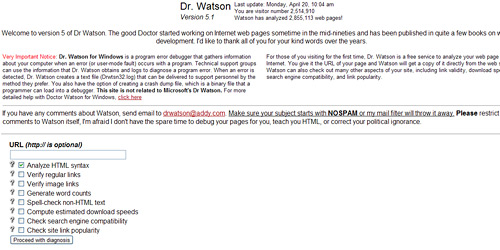 Перейти на Dr. Watson’s site validation check