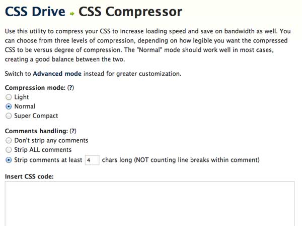 Перейти на CSS Compressor by CSS Drive