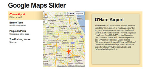 Перейти на Google Maps слайдер
