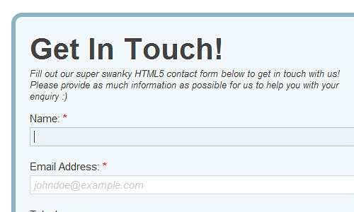 Перейти на Build a Neat HTML5 Powered Contact Form