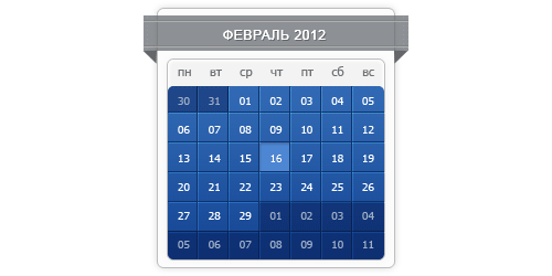 Создаем в фотошопе интерфейс календаря на текущий месяц