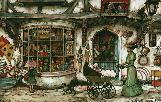 Милые винтажные сценки средневековых городишек от Anton Pieck