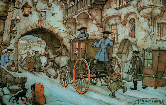 Милые винтажные сценки средневековых городишек от Anton Pieck