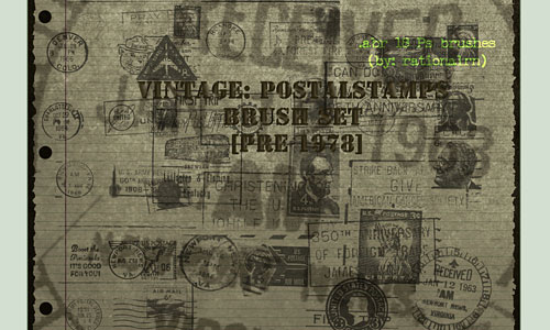 Скачать Vintage Postage Stamps Brushes