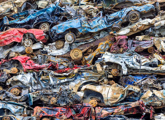 Stacks Recycled Cars Scrap