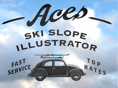 Aces Ski Slope Illustrator by David Cran