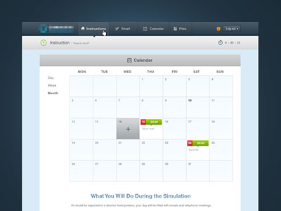 Interface calendar working process